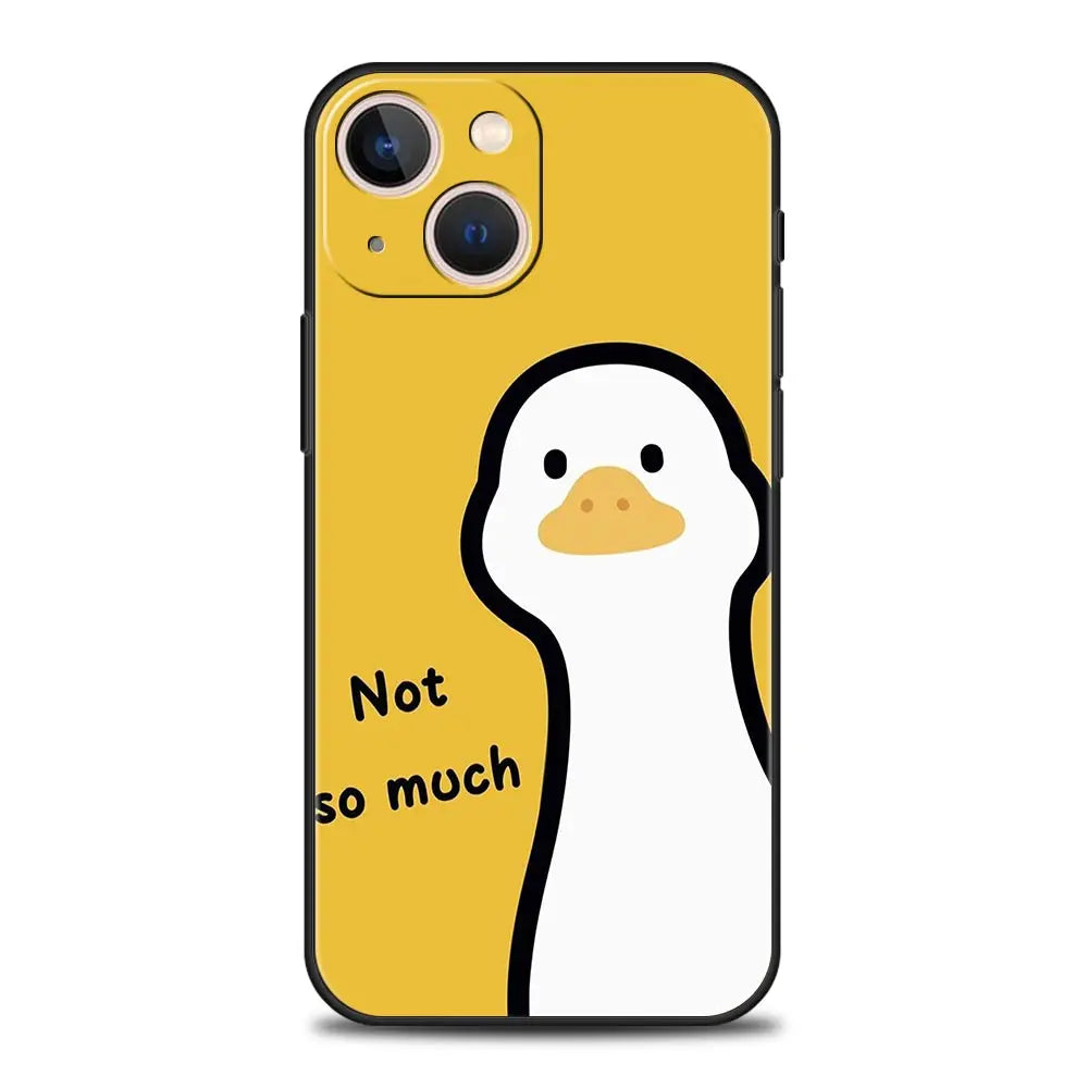 Cute Cartoon Duck Phone Case For iPhone 16 13 15 14 12 11 Pro MAX XR X SE XS 7 8 Plus Soft TPU Shell Cover