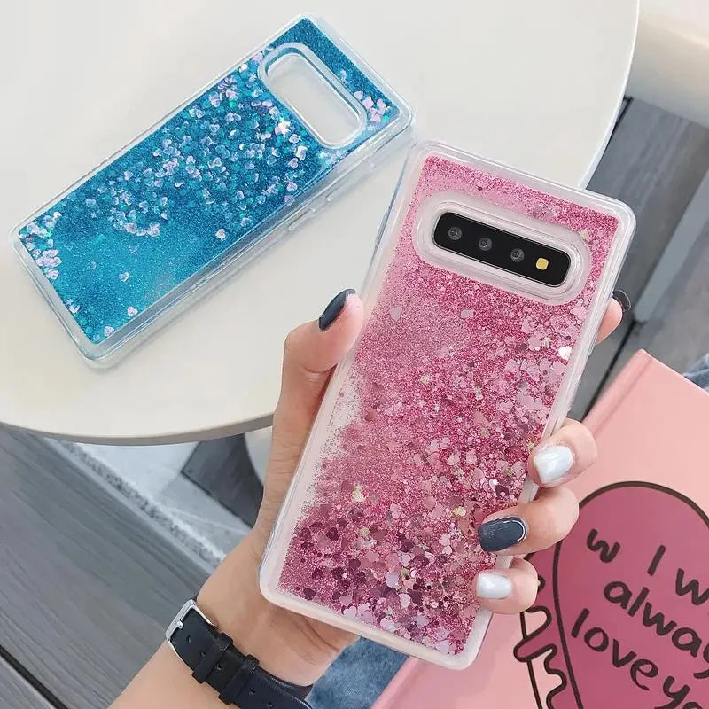 Dynamic Liquid Quicksand Glitter Powder Phone Case For Samsung Galaxy S24 S23 FE S22 S21 S20 Plus S10 Note 20 Ultra 10 9 8 Cover