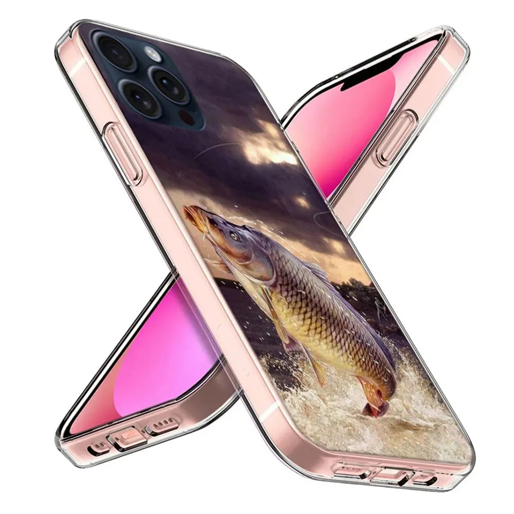 Carp Fishing Capa Phone Case For Iphone 17 Air 16 Pro Max 15 12 Pro 14 Plus 17E 16E 11 13 Mini Cover Cases Fundas Cell Clear TPU