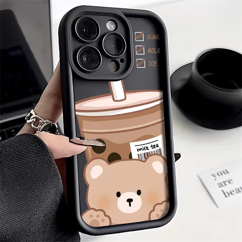 Cartoon Cute Bear Phone Cases For iPhone 11 Cases iPhone 14 16 15 Pro Max 12 13 Pro XS XR X 7 8 Plus SE 2022 SE2020 Back Cover