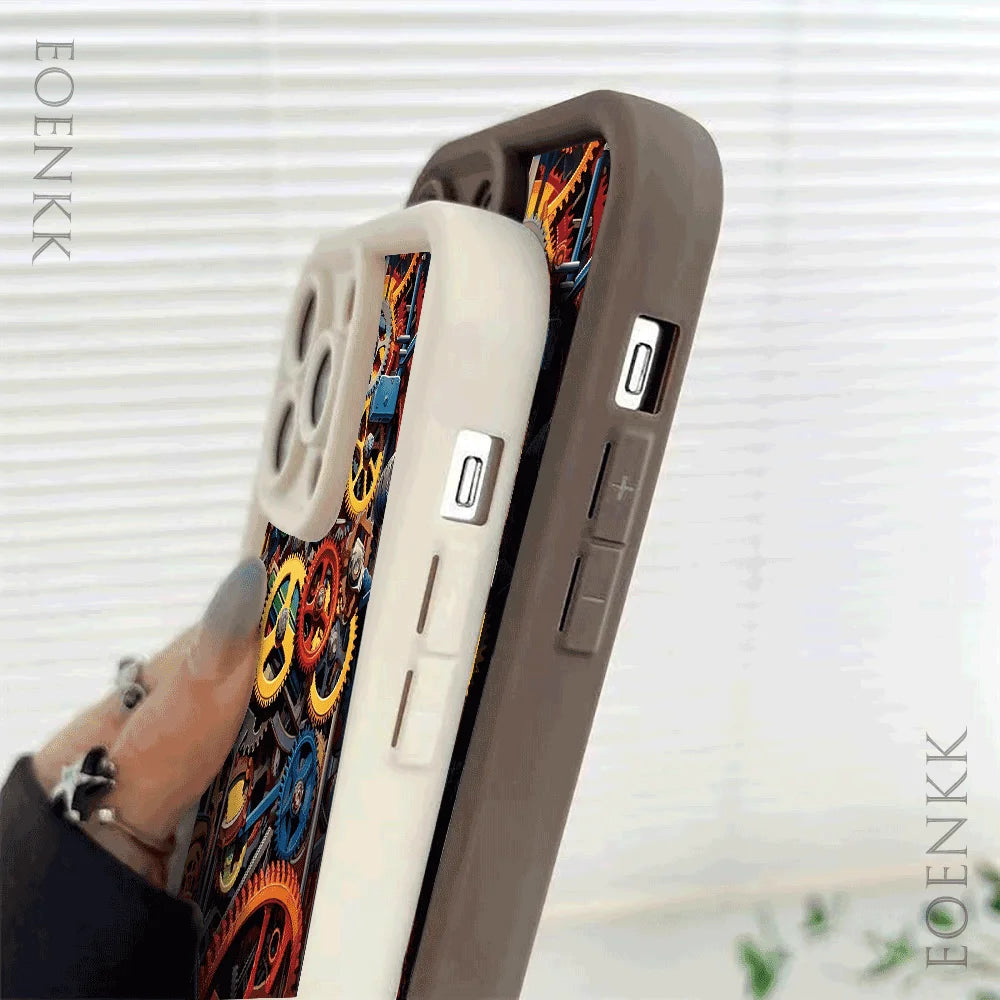 Mechanical gear pattern Phone Case For iPhone 15 16 Pro Max Cases iPhone 14 13 12 11 Pro XS Max XR X 7 8 Plus Shockproof Cover