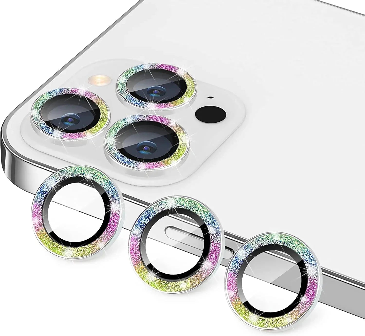 Glitter Camera Lens Protector Cover for iPhone 16 15 Pro Max 13 17 Pro 11 14 15 Plus 12 Mini Tempered Glass Protection Lens Film