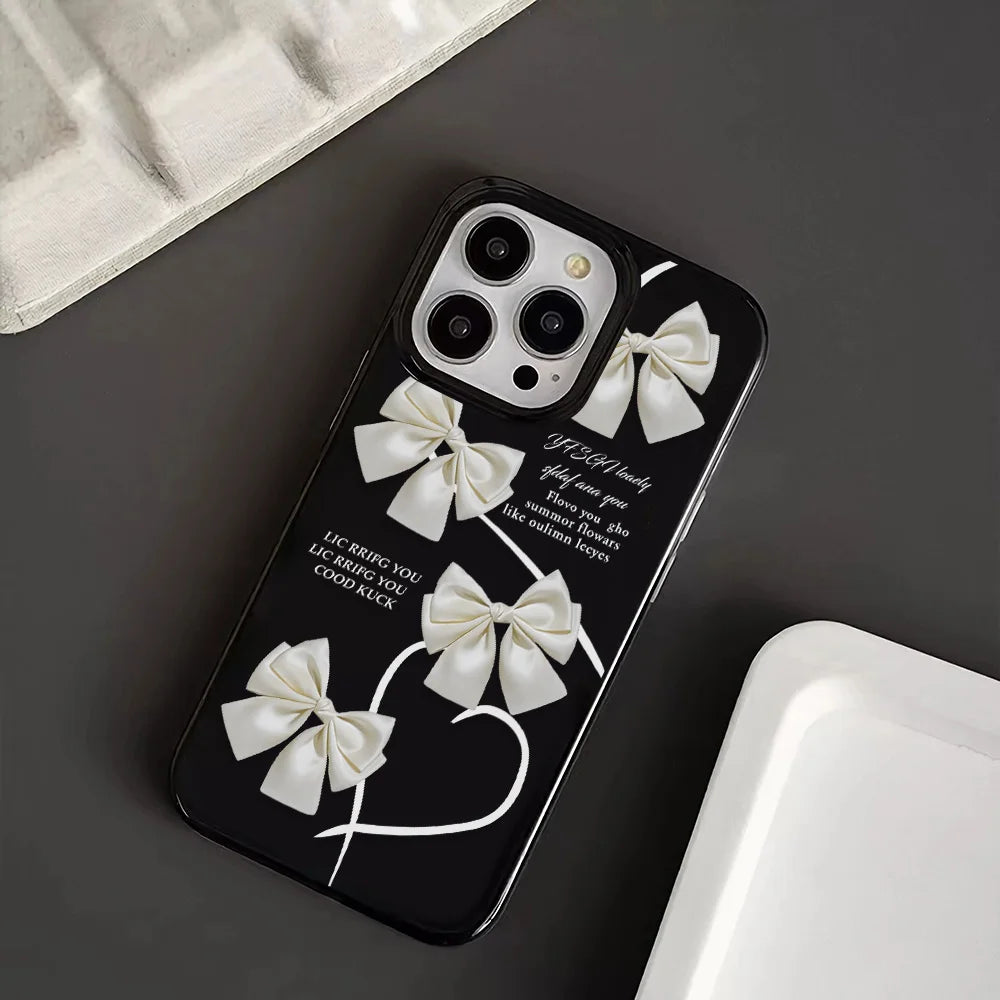 Luxury Line Bow Silicone Phone Case for IPhone 13 11 15 16 14 12 Pro Max 16 15 7 8 Plus XR XS Max Soft Shockproof Back Cover