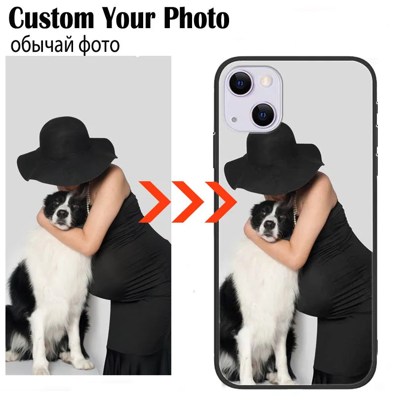 Custom Phone Cases For iPhone 16 16e 14 Pro Max 13 Mini 15 Plus Glass Silicone Cover Customized DIY Photo Personalized Pictures