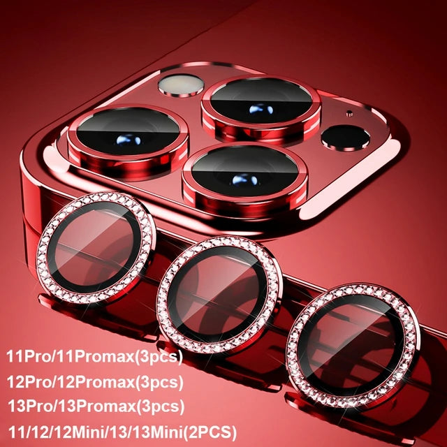Glitter Diamond Rhinestone Camera Lens Protector for iPhone 17 Air 16 16Pro 15 14 Pro Max Plus 13 12 Mini 11 16Pro 13Pro 12Pro
