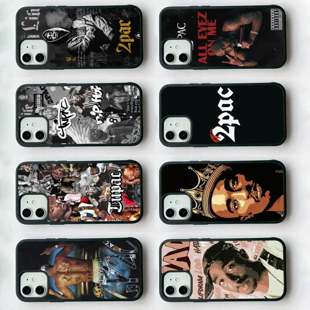 Rapper 2pac Singer Tupac 2 Phone Case For iPhone 17 16 Pro Max 17 Air 16E 13 12 Mini 14 15 Plus 11 PC+TPU Cover