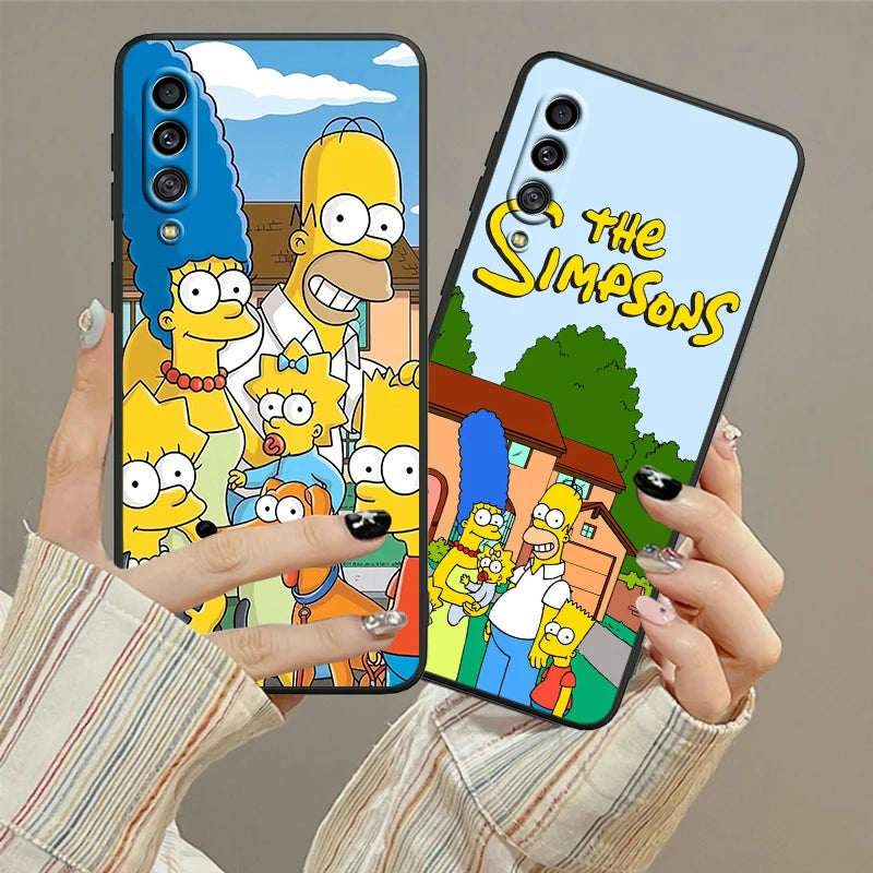 Simpsons Cartoon Fashion For Samsung A53 A52 A33 A32 A51 A71 A21S A13 A73 A50 A22 A23 A03 A72 A54 A12 5G Black Soft Phone Case