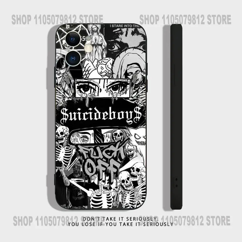 Rap Group S-Suicideboys-S G59 Phone Case For iPhone 17,16,15,14,13,12,11,XR,Pro,XS,Max,XR,Plus,Mini Silicone Black Shockproof