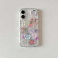 Adorable Transparent Decorated with Patterned Buttons Fun Look Phone Case for iPhone 16 15 14 13 Pro Max Back Cover Capa