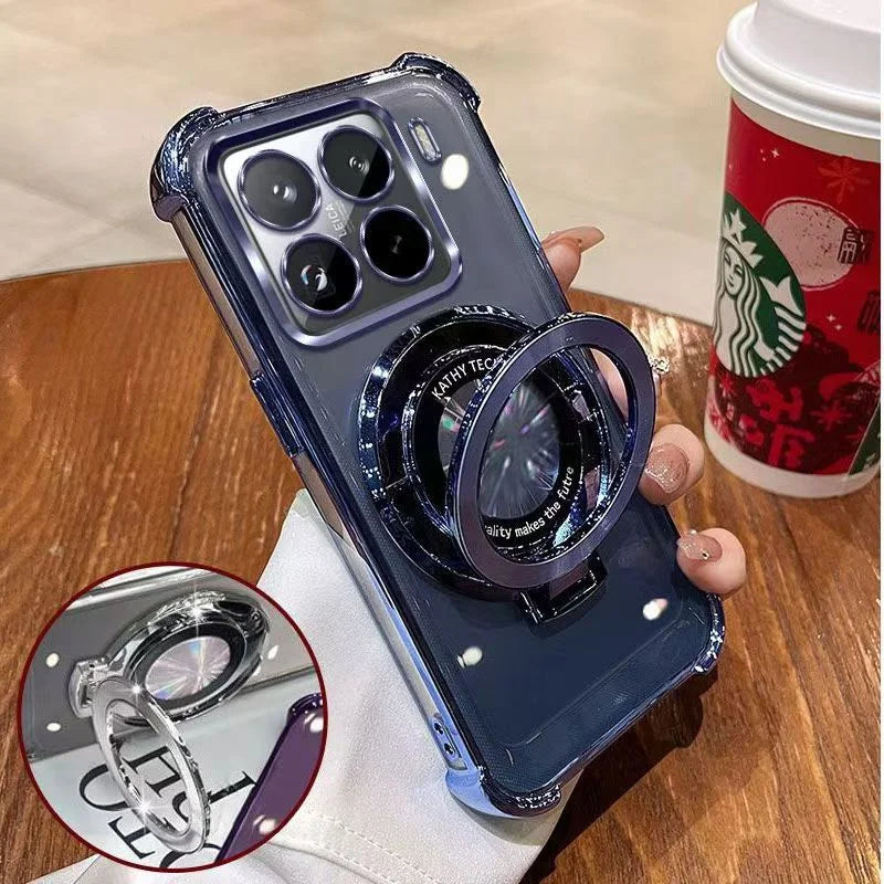 Phone Case on For Motorola Moto G06 G56 G86 G05 G24 G14 G04 G54 G84 E14 E15 Magnetic Holder Stand Plating Clear Shockproof Cover
