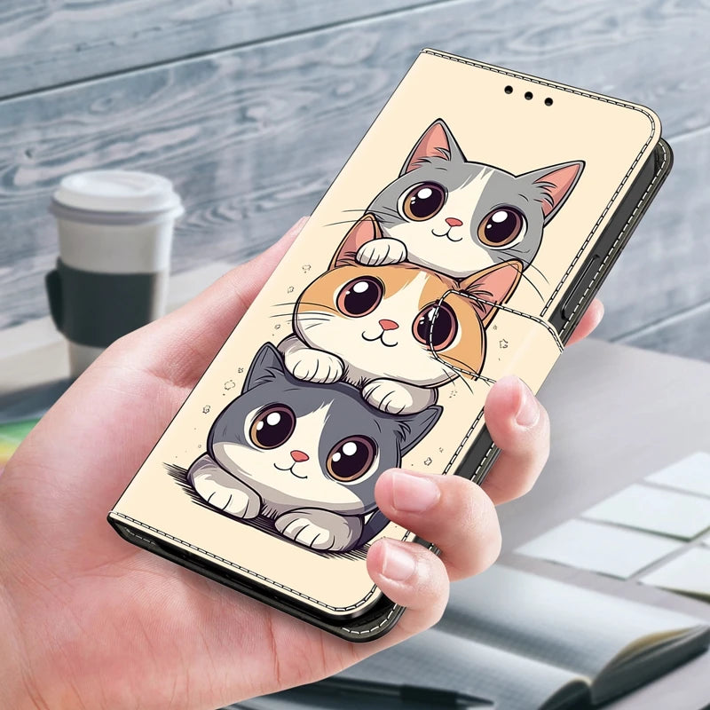Wallet Holder Flip Case for Motorola Moto G86 G56 G85 G55 G35 G15 G05 G84 G54 G34 G24 G14 G73 G53 G23 G13 Painted Leather Cover