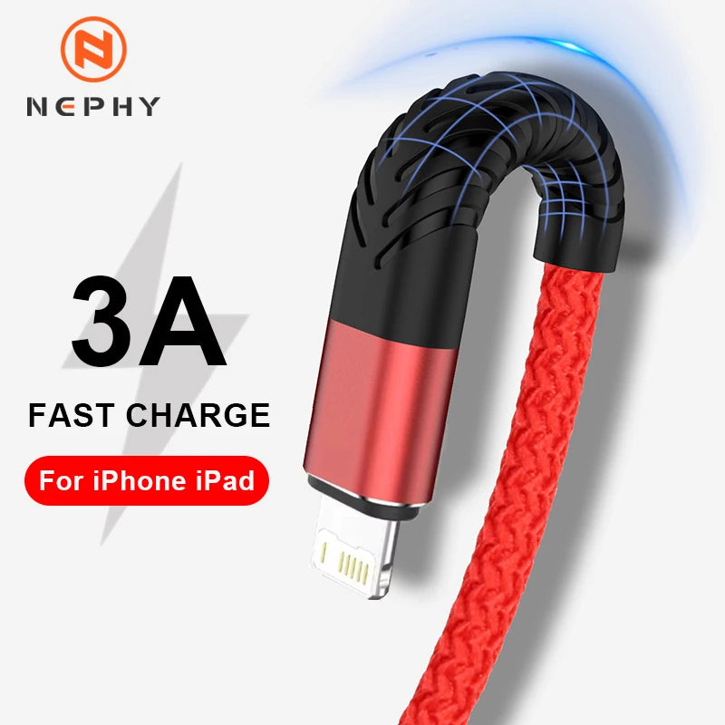 USB Cable For iPhone 14 13 12 11 Pro Max 6 6s 7 8 Plus XS X XR SE iPad 3A Fast Charging Phone Data Sync Wire Cord 0.25M 1M 2M 3M