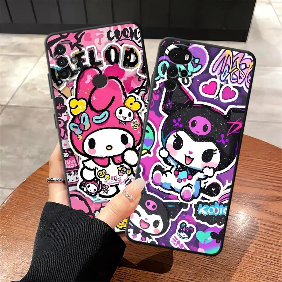 Black Soft Phone Cover Case for Motorola Mot G32 G53 G30 G50 G52 G51 G73 G60s Edge 20 Pro 30 Lite G60 G71 G22 Edge40 G31 Sanrio