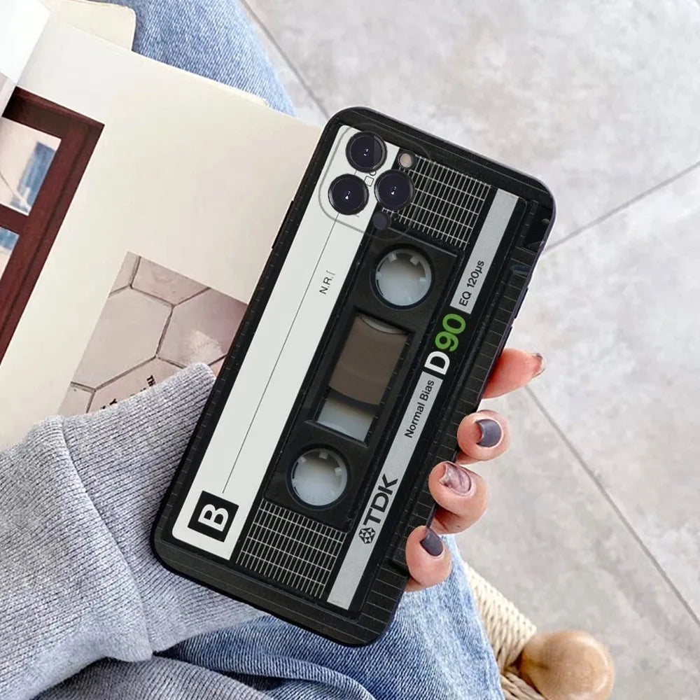 Magnetic Radio tape Cassette Phone Case for iPhone 15 8 7 6 6S Plus X SE 2020 XR XS 14 11 12 13 Mini Pro Max Mobile Case