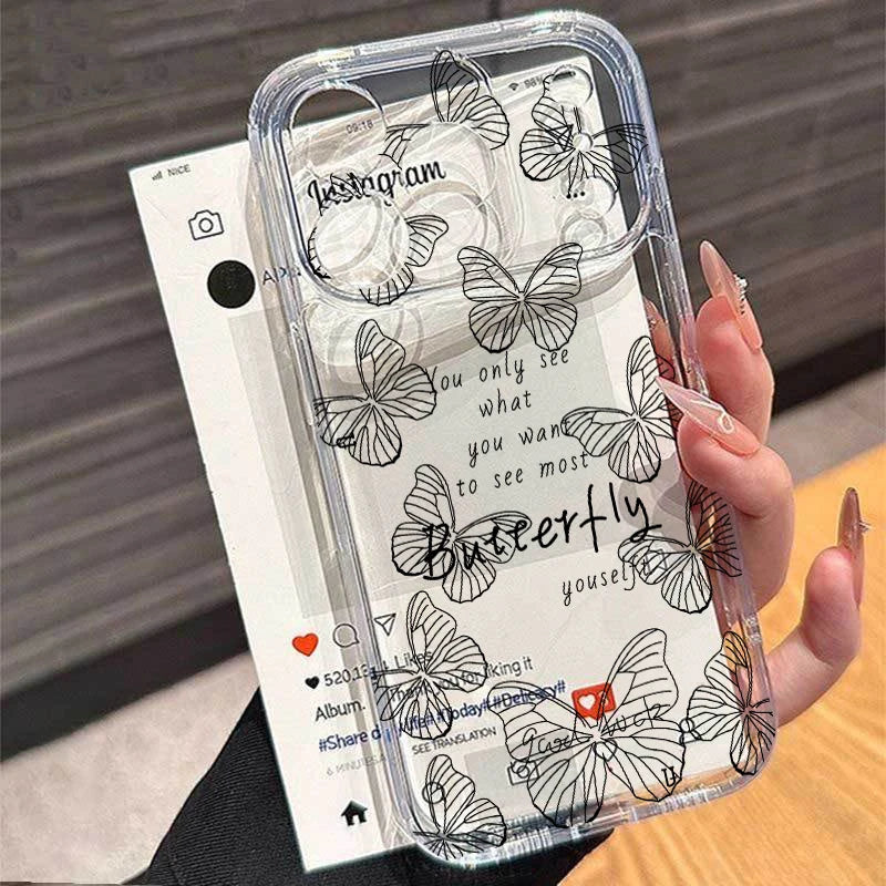Retro Butterfly Transparent Phone Cases For Motorola Moto Edge 40 Pro G53 G30 G32 G73 G72 G71 G22 G52 G60 G60S G9 Play Plus Case