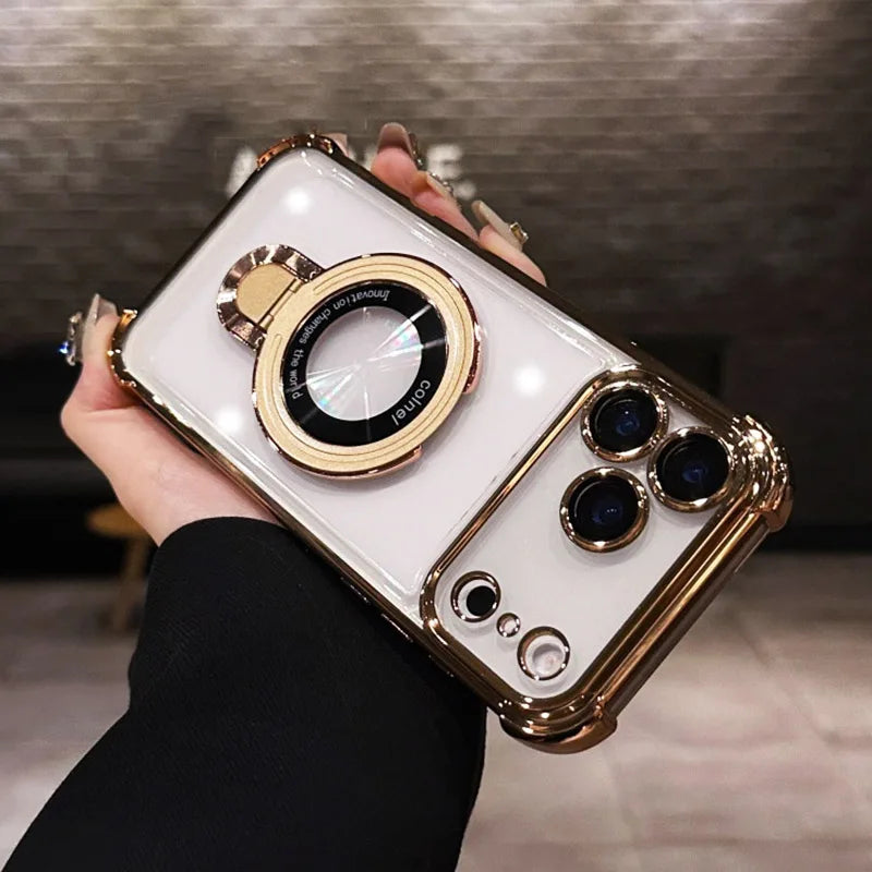 Transparent Magnetic Holde Bracket Case for Motorola Moto G86 G56 G05 G24 G14 G34 G04 G84 G54 E14 E15 G53 G52 Shockproof Cover