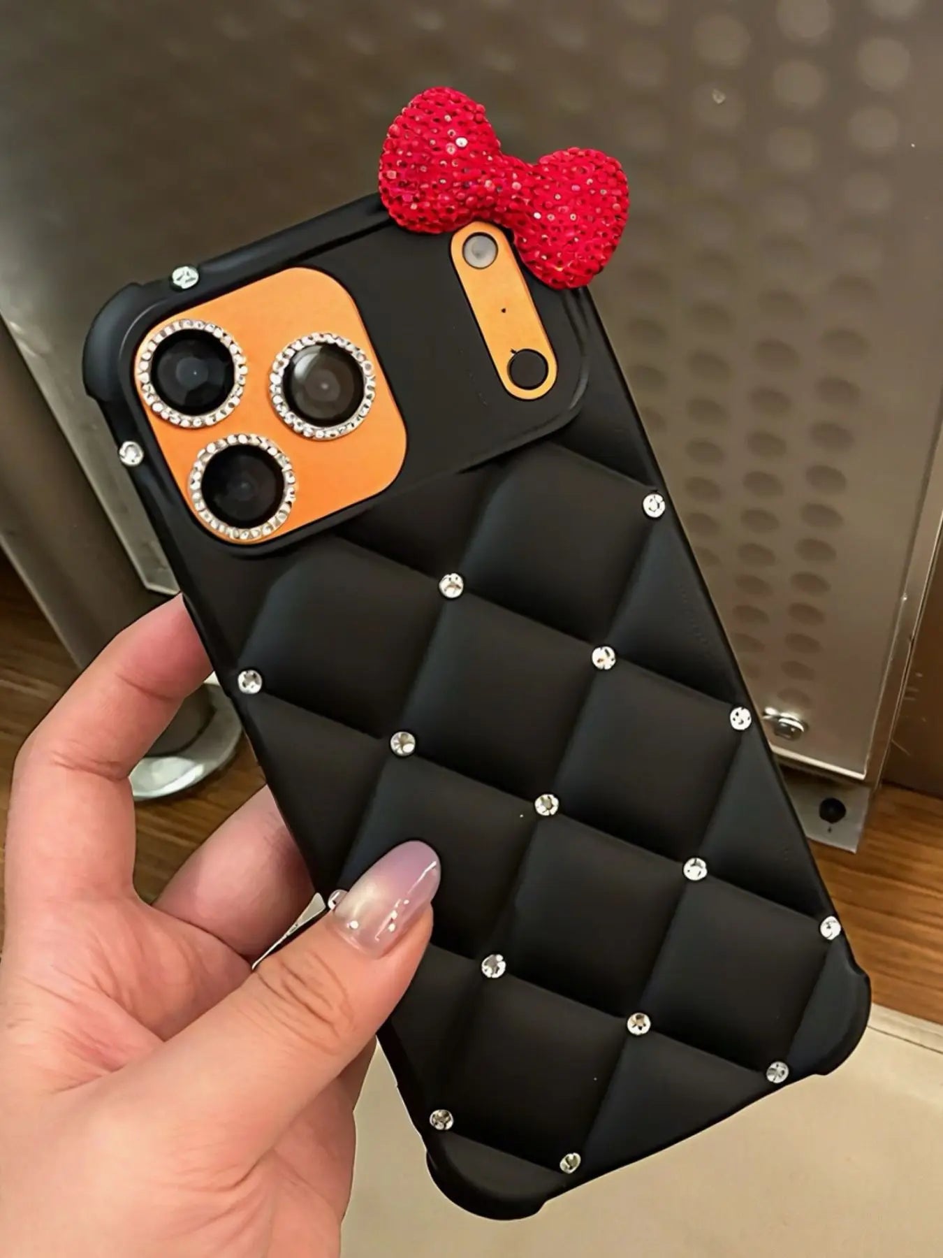 Luxury Designer Kitty Bow Case for iPhone 16 Pro Max 17 Pro 17 air Glitter Diamond Phone Cover for iPhone 14 15 13 16e 12 Pro 11