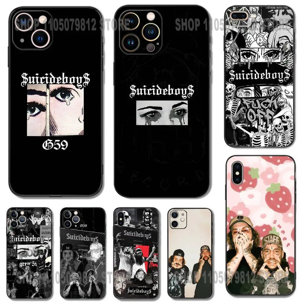 Rap Group S-Suicideboys-S G59 Phone Case For iPhone 17,16,15,14,13,12,11,XR,Pro,XS,Max,XR,Plus,Mini Silicone Black Shockproof