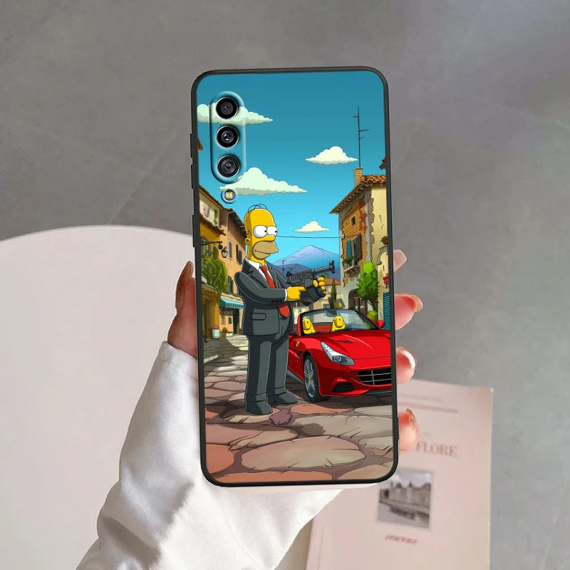 Simpsons Cartoon Fashion For Samsung A53 A52 A33 A32 A51 A71 A21S A13 A73 A50 A22 A23 A03 A72 A54 A12 5G Black Soft Phone Case