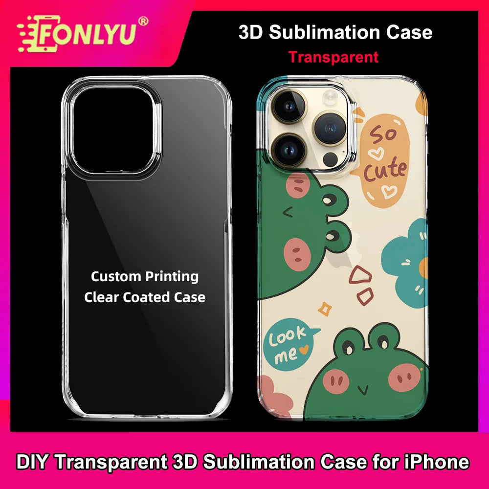 FONLYU 10pc Transparent Blank Phone Cases for 3D Sublimation Printing Covers for iPhone 17 16 15 14 13 12 11 X XS XR Pro Max