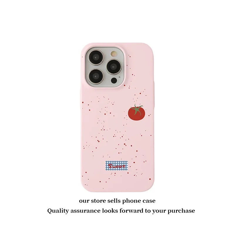 Cute Pink Polka Dot Tomato Phone Case for IPhone 17 Air 16 Pro 15 14 13 12 11 Pro Max Cover with Magsafe Cute Stand Holder Cases