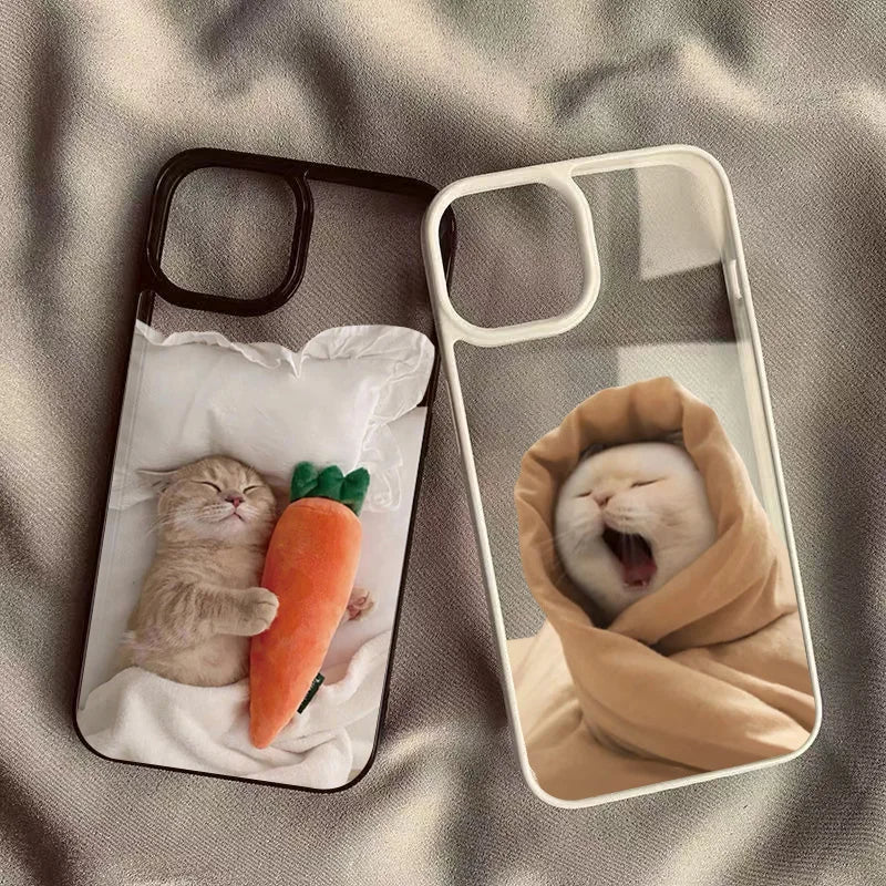 Phone Case For Samsung Galaxy S20 S21 S23 S24 Ultra S25 FE A06 A16 A54 A35 A15 A55 A52 A34 5G S25 Funny Cute Cat Silicone Cover