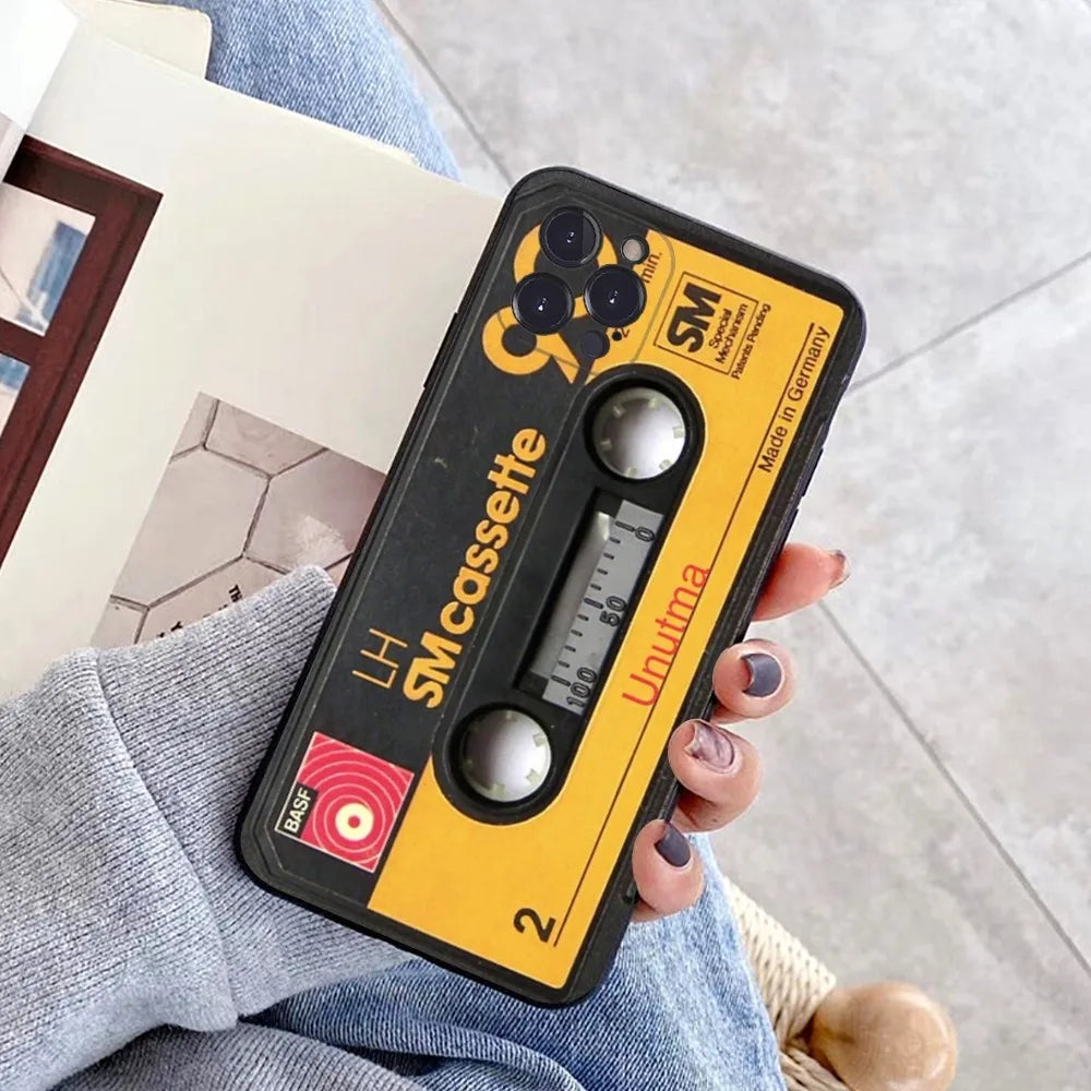 Magnetic Radio tape Cassette Phone Case for iPhone 15 8 7 6 6S Plus X SE 2020 XR XS 14 11 12 13 Mini Pro Max Mobile Case