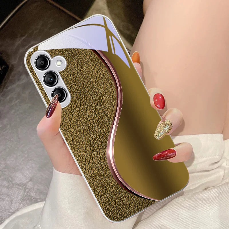 Tempered Glass Phone Case for Samsung Galaxy A14 4G 20 30 52 20S 21S 22 A25 32 33 34 42 50 51 53 54 70 71 5G Dermatoglyph