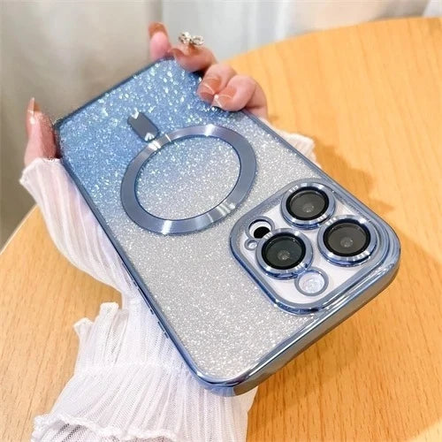 Glitter Shiny Cases  For iPhone 17 Air 16 15 14 13 12 11 Pro Max Plus For Magsafe Plating Soft Bling Wireless Charging Cover Hot