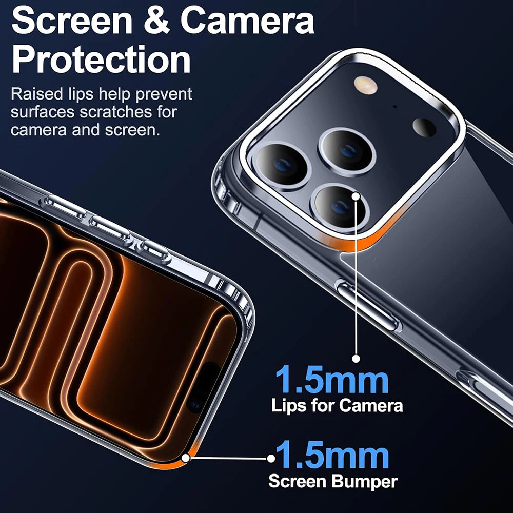 Luxury Clear Phone Case For iPhone 17 16 15 14 13 12 11 Pro Max Plus Air Shockproof Silicone Soft Back Cover Transparent Cases