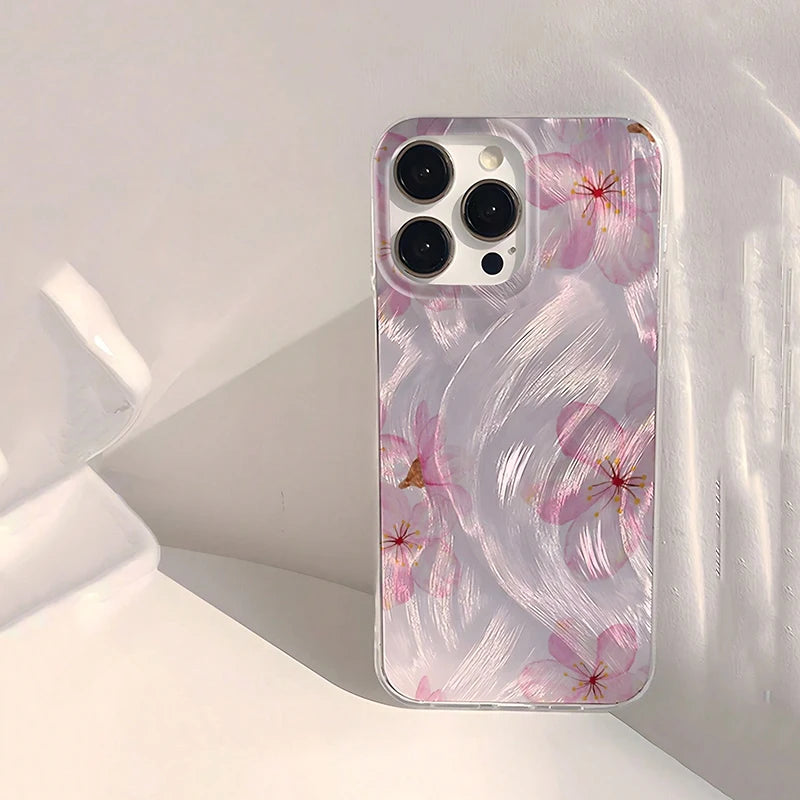 Floral Pattern Phone Case For iPhone 16 Cases iPhone 16e 15 14 13 12 11 Pro Max XS X XR 7 8 Plus SE 2022 Shockproof Bumper Cover