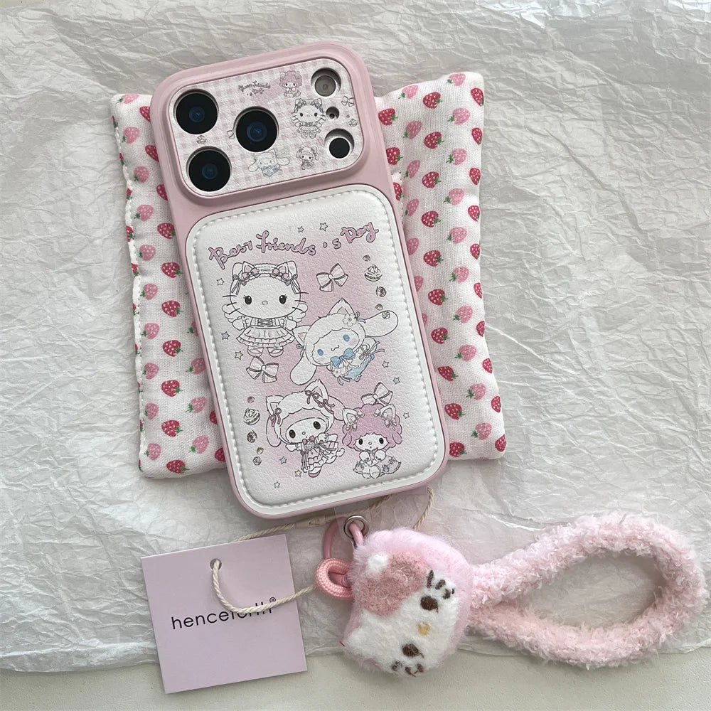 Cute Melody Korean Phone case for iPhone 17 Pro 13 14 15 16 Pro 17 Pro Max Cases With Hellokitty Plush Pendant Shockproof Funda