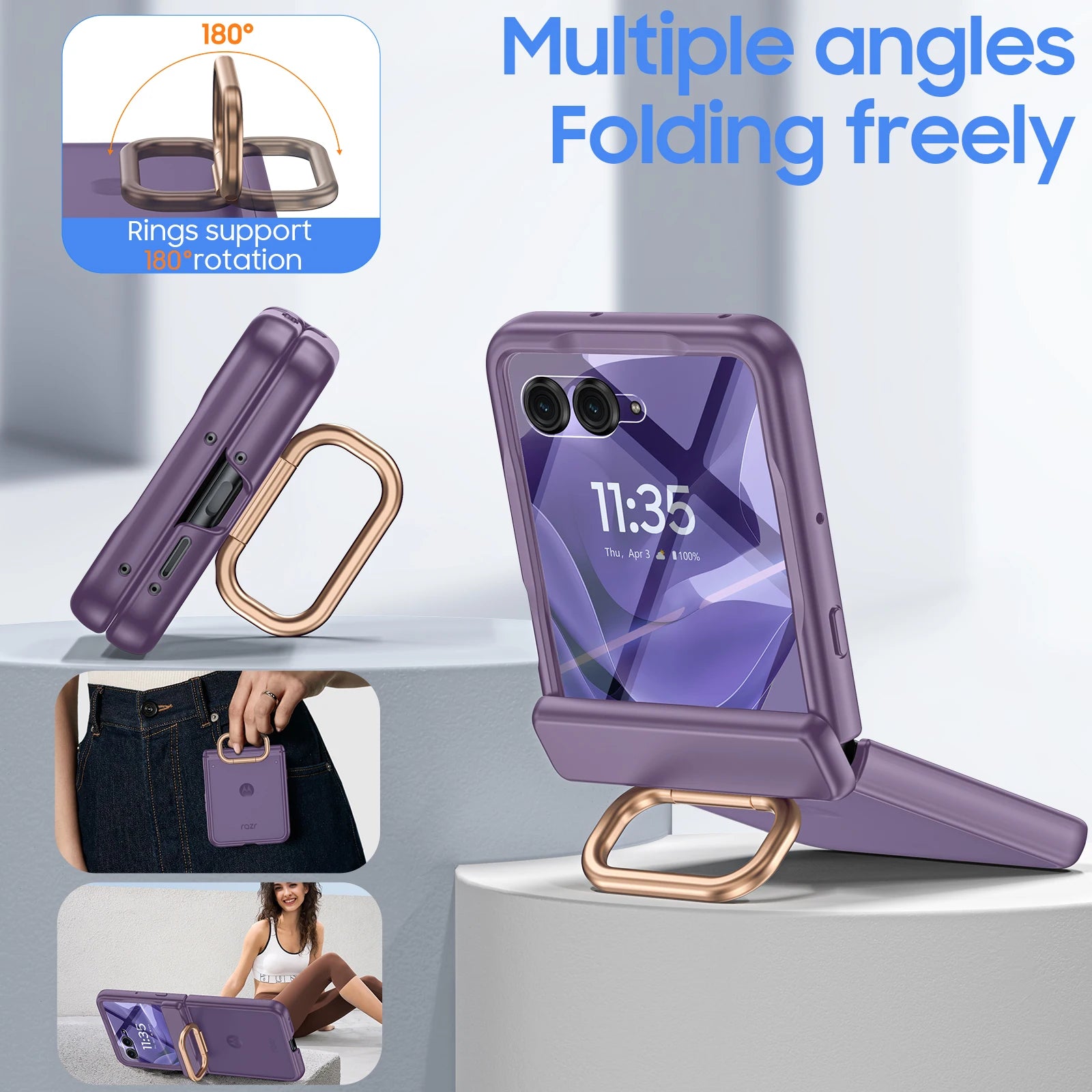 Skin Feel Frosted Translucent Phone Case for Motorola Razr 60 50 Wireless Charging Ring Holder Screen Protector Shockproof Cover