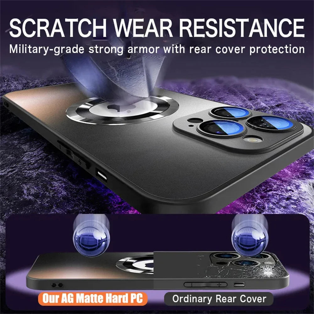 Original AG Frosted Glass Magnetic Phone Case For iPhone 16 15 Pro Max 14 13 12 11 For Magsafe Wireless Charging Plain Cover