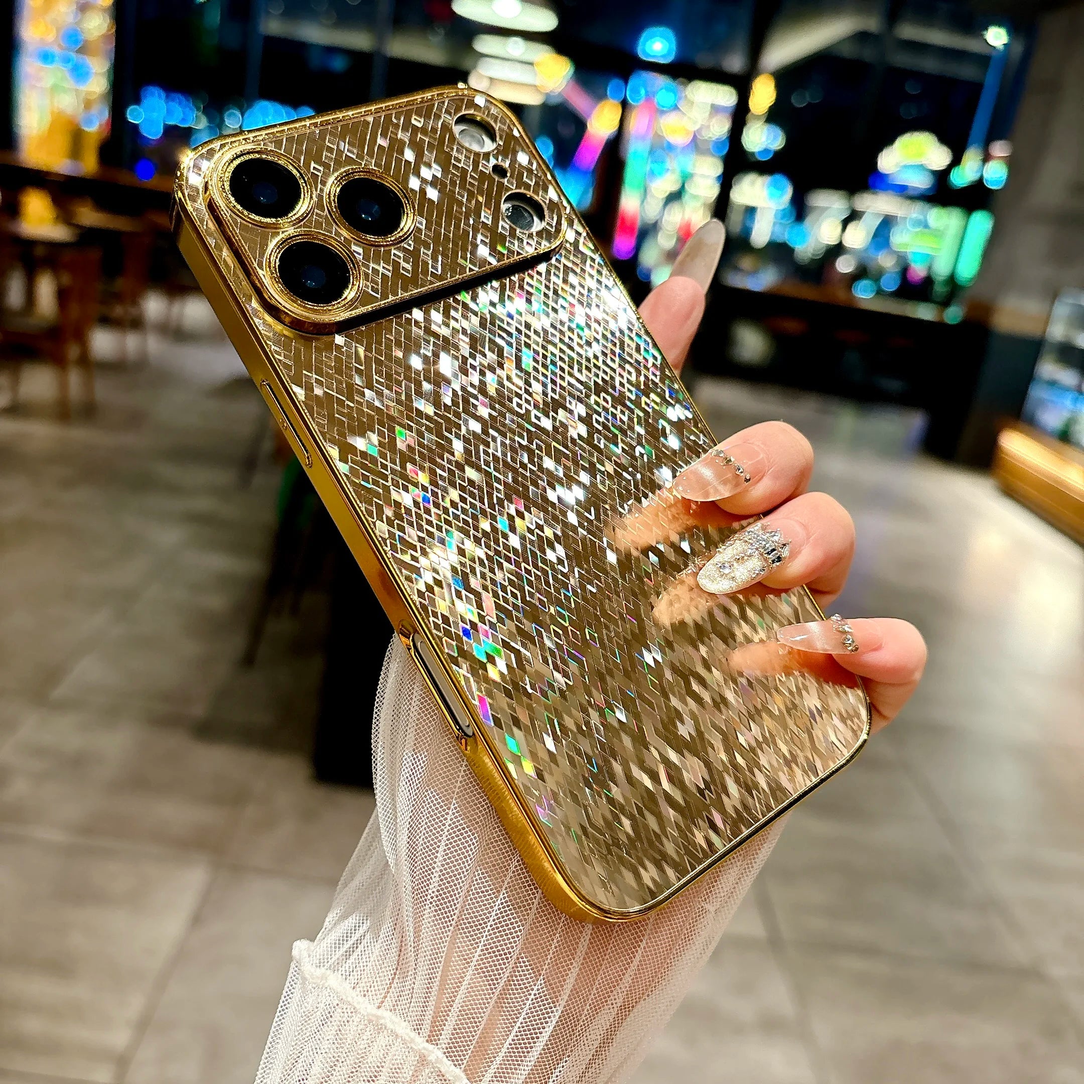 Chic Bling Glitter Plating Phone Case For iPhone 17 Air 16 15 14 12 11 Pro Max Plus Nightclub Party Focus Shiny Soft Hard Cover