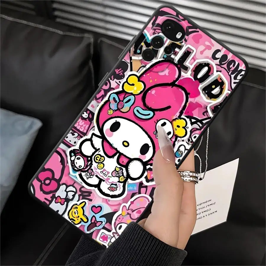 Black Soft Phone Cover Case for Motorola Mot G32 G53 G30 G50 G52 G51 G73 G60s Edge 20 Pro 30 Lite G60 G71 G22 Edge40 G31 Sanrio