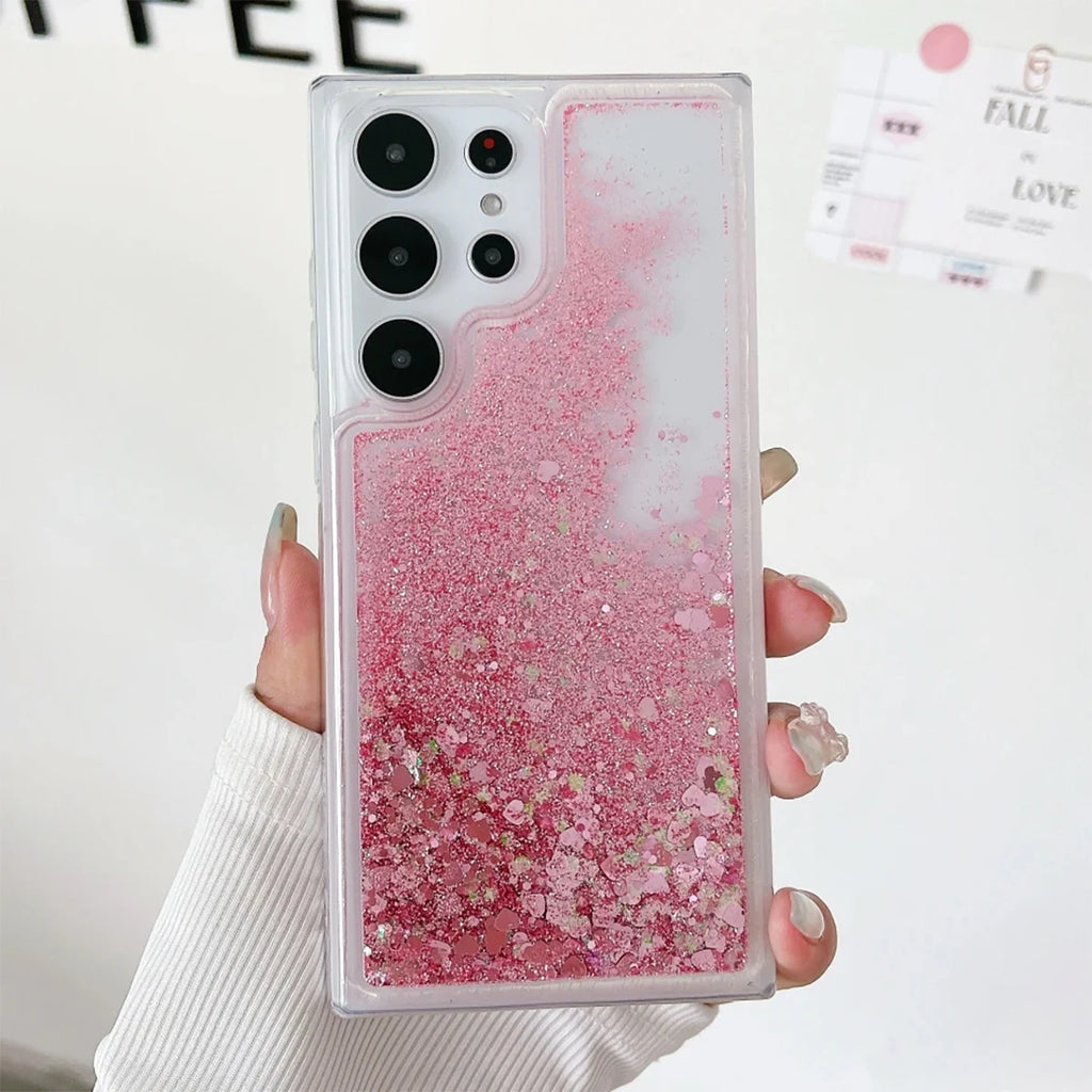 Dynamic Liquid Quicksand Glitter Powder Phone Case For Samsung Galaxy S24 S23 FE S22 S21 S20 Plus S10 Note 20 Ultra 10 9 8 Cover