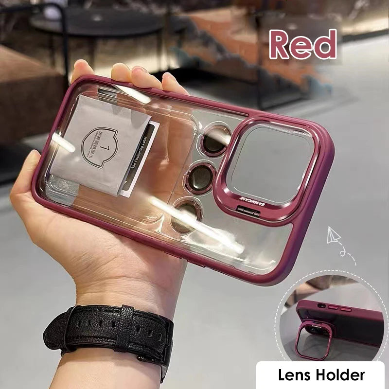 Camera Metal Lens Ring Protection Phone Cases For iPhone 17 16 15 12 13 14 Pro Max 11 Lens Holder transparent Shockproof Cover