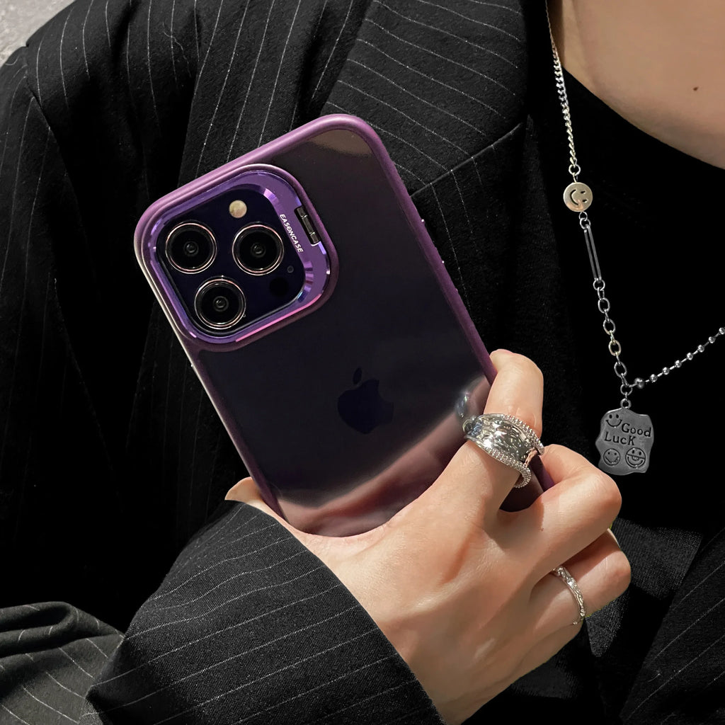Camera Metal Lens Ring Protection Phone Cases For iPhone 17 16 15 12 13 14 Pro Max 11 Lens Holder transparent Shockproof Cover