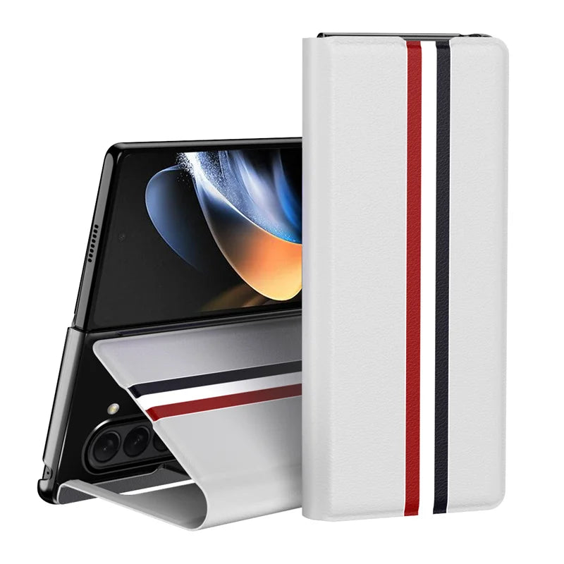 For Samsung Galaxy Z Fold 7 6 5 4 3 2 5G Luxury PU Leather Card Slot Wallet Bracket Phone Case  Full Protection Shockproof Case