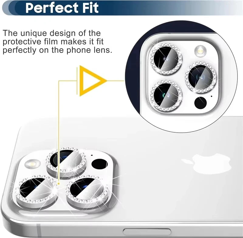 Glitter Diamond Rhinestone Camera Lens Protector for iPhone 17 Air 16 16Pro 15 14 Pro Max Plus 13 12 Mini 11 16Pro 13Pro 12Pro