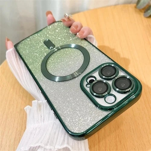 Glitter Shiny Cases  For iPhone 17 Air 16 15 14 13 12 11 Pro Max Plus For Magsafe Plating Soft Bling Wireless Charging Cover Hot