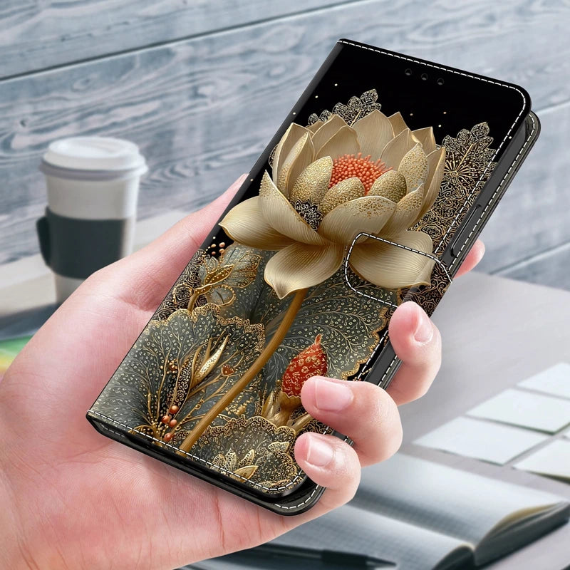 Wallet Holder Flip Case for Motorola Moto G86 G56 G85 G55 G35 G15 G05 G84 G54 G34 G24 G14 G73 G53 G23 G13 Painted Leather Cover