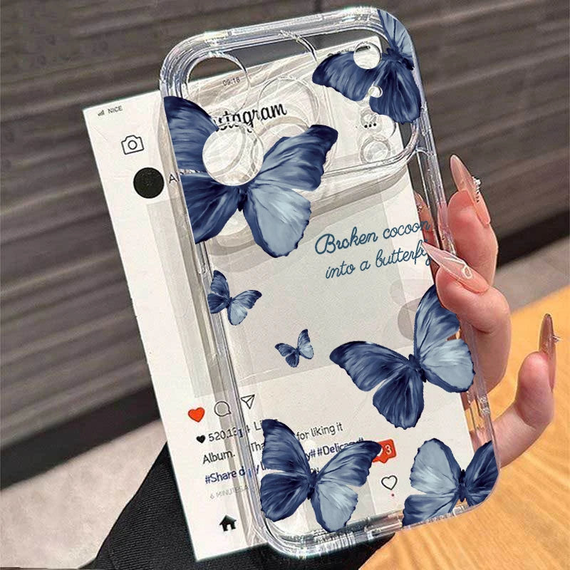 Retro Butterfly Transparent Phone Cases For Motorola Moto Edge 40 Pro G53 G30 G32 G73 G72 G71 G22 G52 G60 G60S G9 Play Plus Case