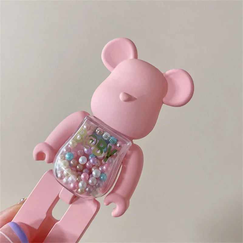 Stylish 3D Gradient Bear Phone Folding Bracket Holder Ring For iPhone 15 Samsung Phone Accessories Quicksand Lazy Bracket