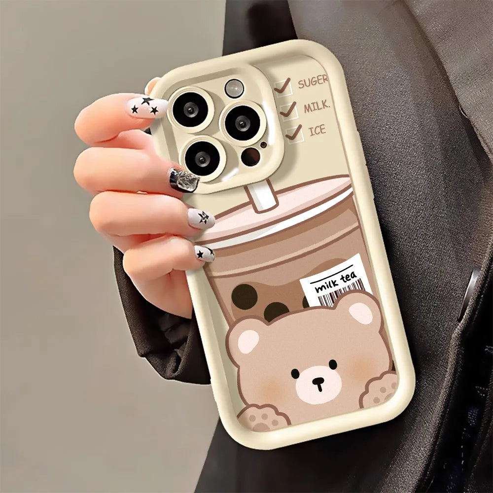Cartoon Cute Bear Phone Cases For iPhone 11 Cases iPhone 14 16 15 Pro Max 12 13 Pro XS XR X 7 8 Plus SE 2022 SE2020 Back Cover