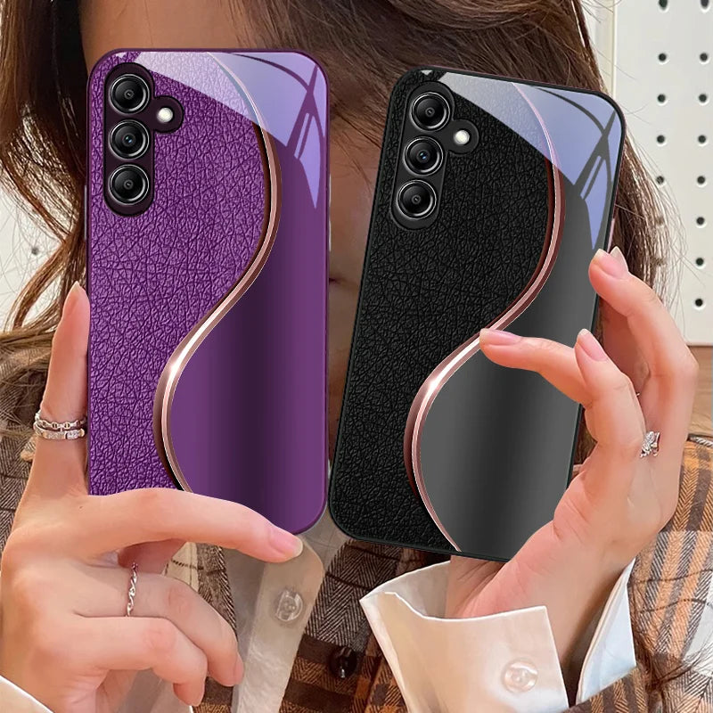 Tempered Glass Phone Case for Samsung Galaxy A14 4G 20 30 52 20S 21S 22 A25 32 33 34 42 50 51 53 54 70 71 5G Dermatoglyph