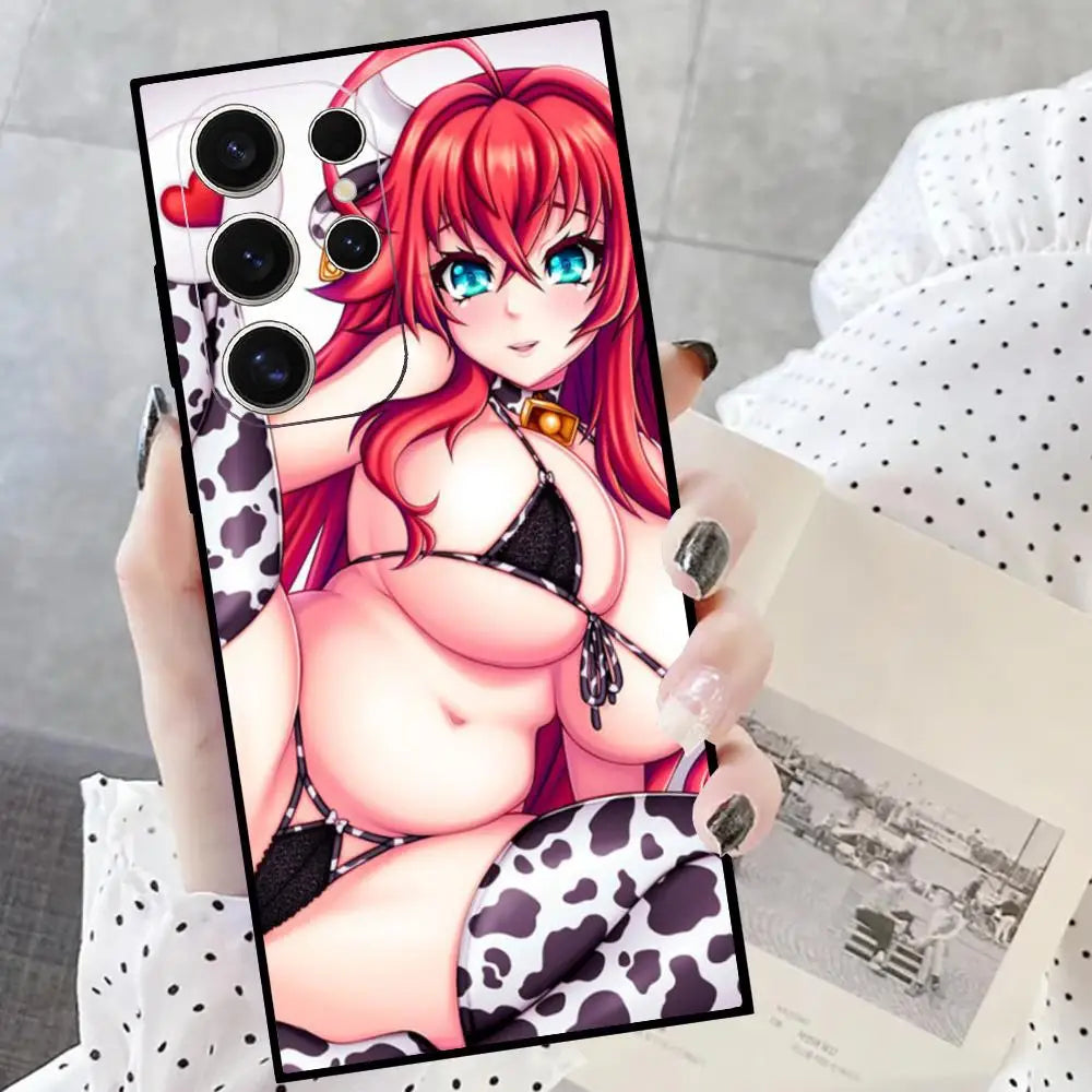Hentai cute girls Phone Case For Samsung Galaxy S24 S23 S22 S21 S20 Ultra FE Plus M55 M54 Black Case Cover