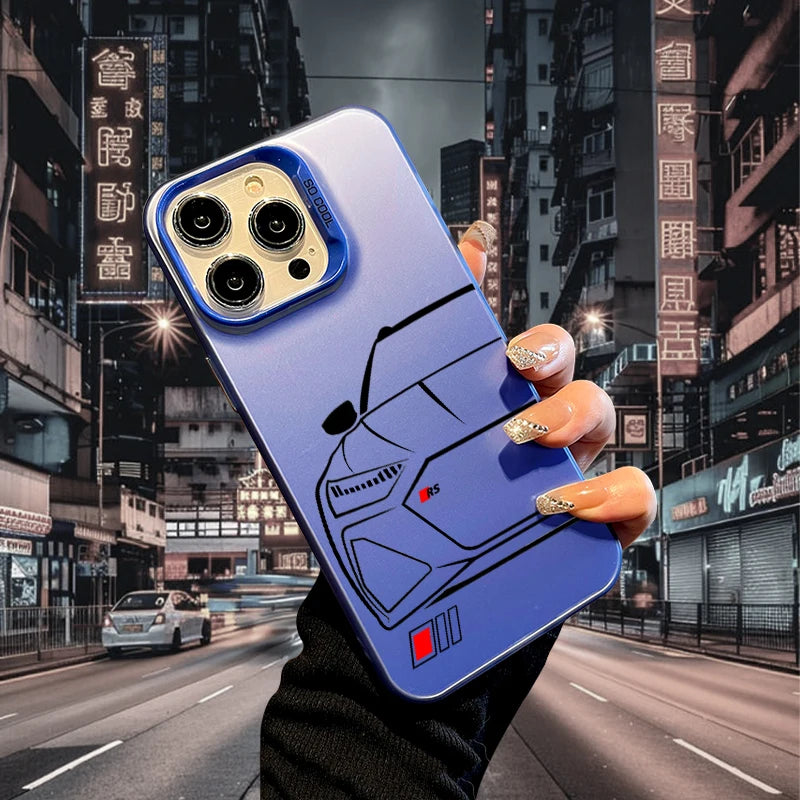 Sport Car Phone Case for iPhone 17 AIR 16 15 14 13 Pro 12 11 Pro Xs X XR Max Laser Hard PC+TPU Cases Back Cover-S663P1