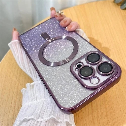 Glitter Shiny Cases  For iPhone 17 Air 16 15 14 13 12 11 Pro Max Plus For Magsafe Plating Soft Bling Wireless Charging Cover Hot